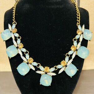 Light Blue and Gold Floral Necklace